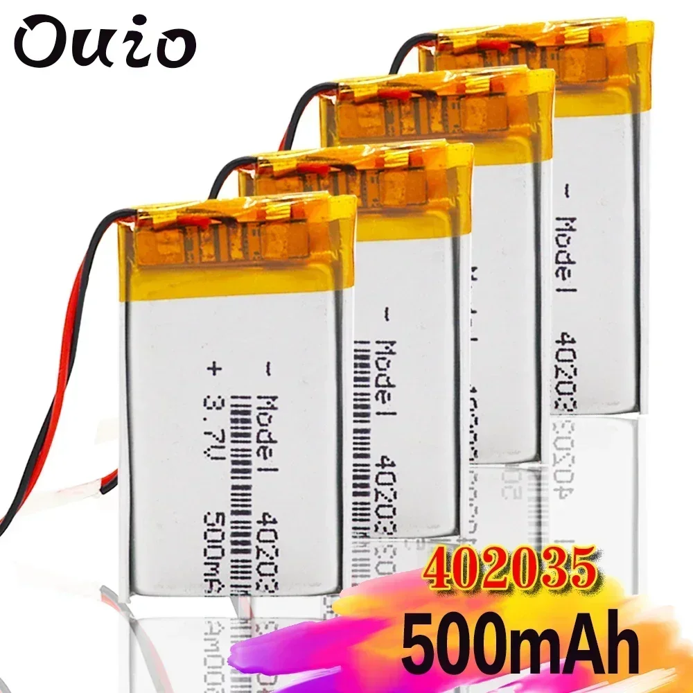 

1/2/4 Pcs High Quality 3.7V 402035 Lipo Lithium Polymer Batteries 500mAh Li Ion Battery Replacement For Bt Headset Toys MP3