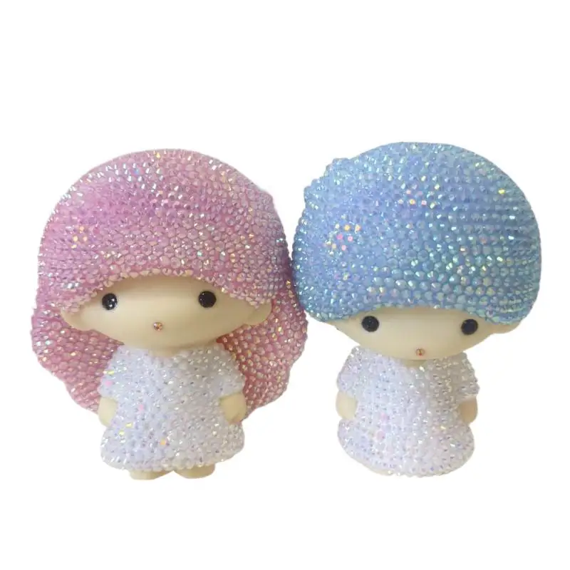 

Diamond-Encrusted Doll Figurine Rhinestone Little Boy Girl Angel Ornament Elegant Kid's Bedroom Decor Shiny Sculpture Doll Gift