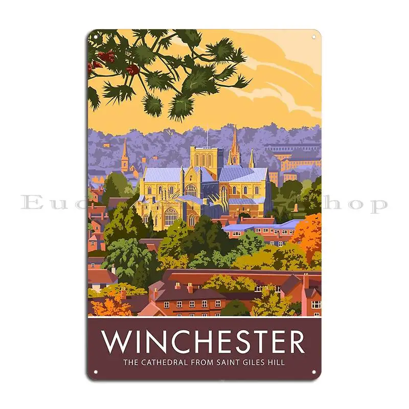 Winchester The Cathedral From Saint Giles Hill Metal Sign Funny Funny Custom Bar Cave Bar Tin Sign Poster