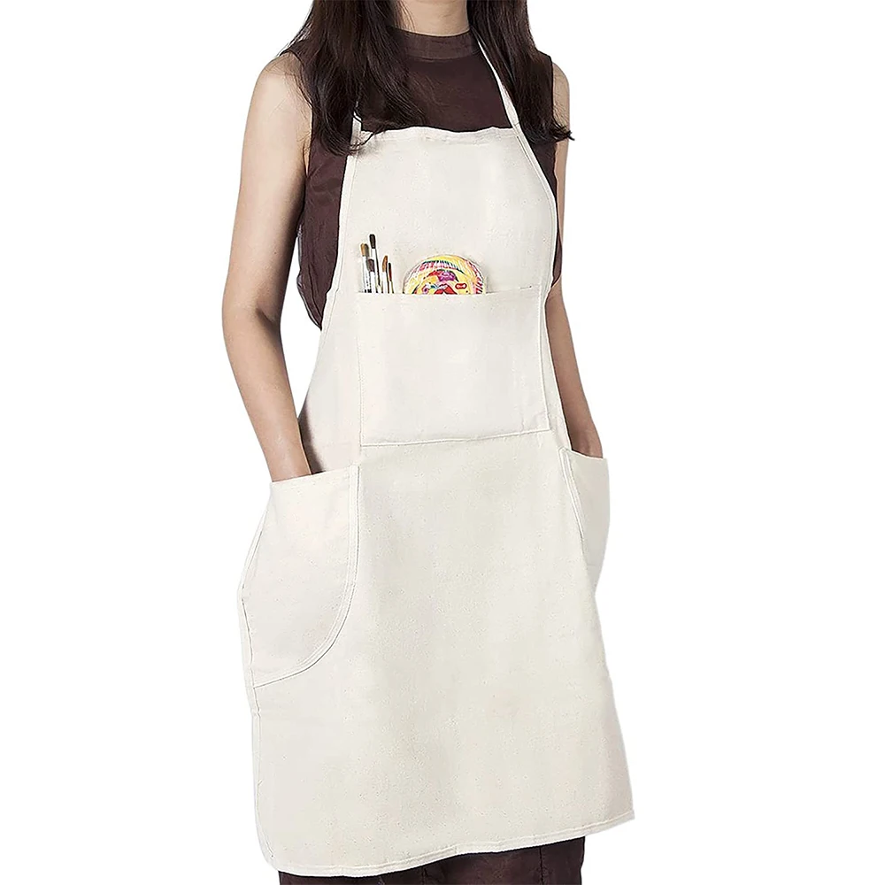 Cotton Solid Color Painting Apron Adult Art Students Triangle Pocket Apron Calligraphy Painting and Oil Painting Studio Workwear