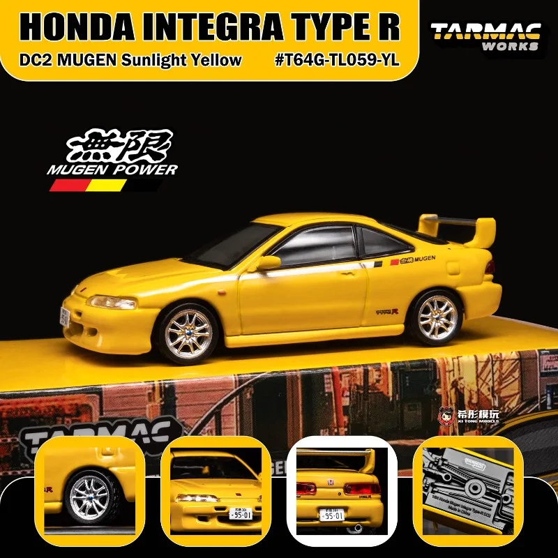 In stock 1:64 Hard Potato Integra yellow alloy miniature replica vehicle model, boy toy gift, room collection statue