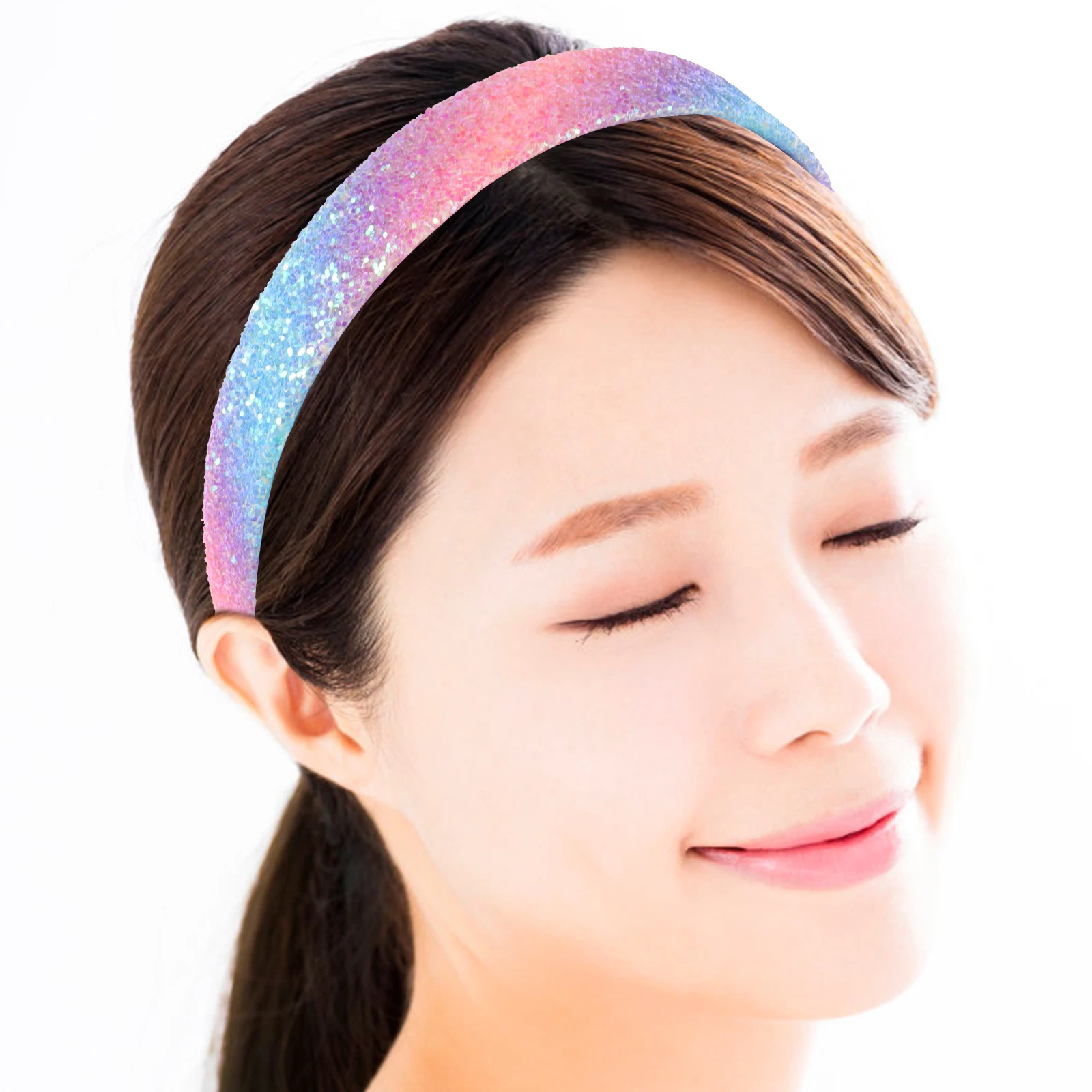

Glitter Hairbands for Women Colorful Sparkly Headbands Shiny Makeup Accessories Girls Candy Color Sequin Rainbow Hair for Daily