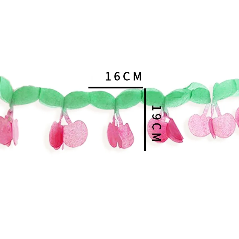Ins Cute Cherry Paper Pull Flower Kids Birthday Wedding Baby Shower Party Pull Flags Room Wall Hanging Bunting Garland Decoratio