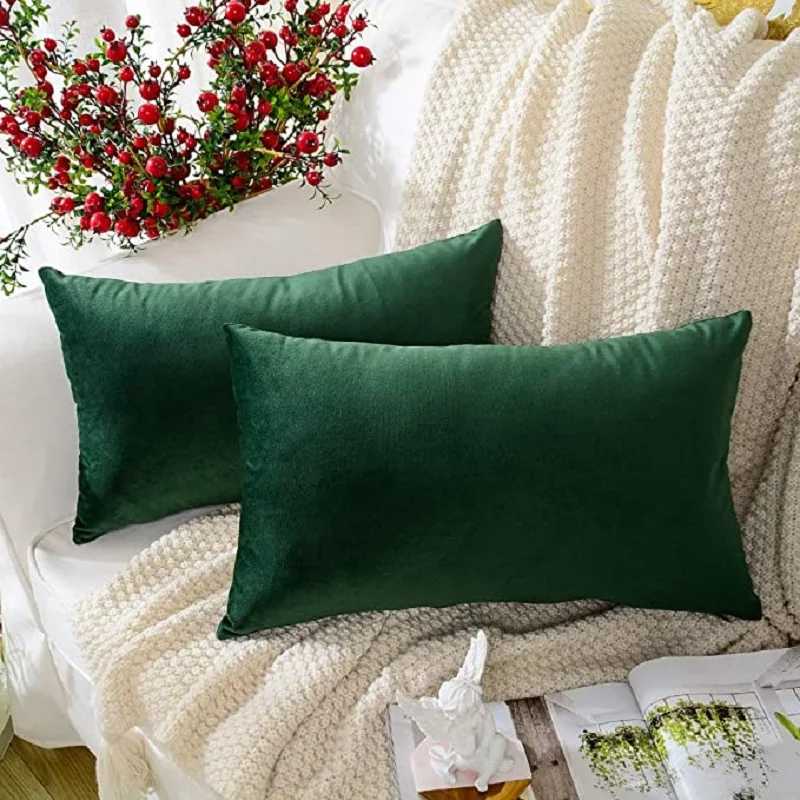 Inyahome Decorative Soft Velvet Throw Pillow Cover 30x50cm 60x60cm Large Sofa Cushion Case Big Housse De Coussin Cozy Pillowcase