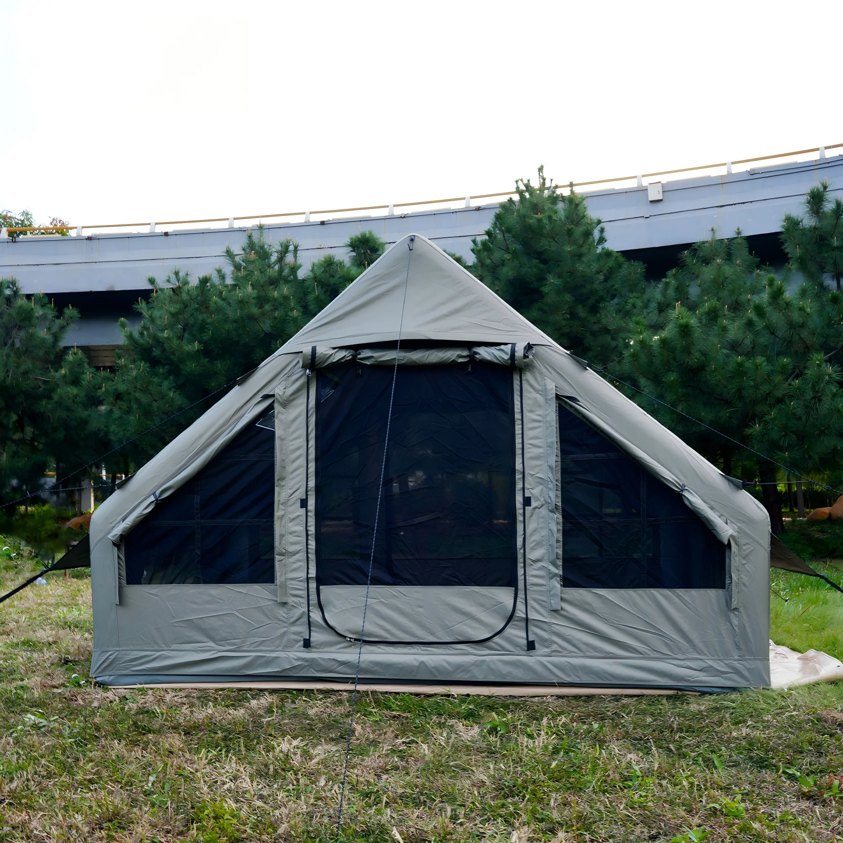 Large Luxury Cotton 600D Oxford Inflatable Airtight Camping Waterproof  Portable 3-4 Persons Outdoor Four-season Inflatable Tent