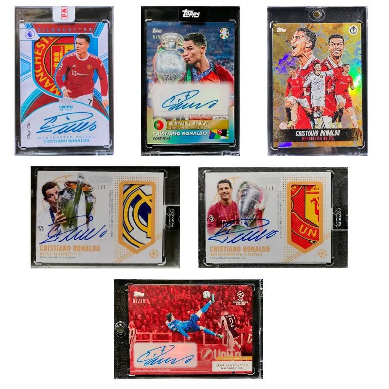 Tarjeta Deportiva Personalizada Estilo Topps de Ronaldo, Manchester United, Real Madrid, con Autógrafo, Regalo para Fans de Ronaldo