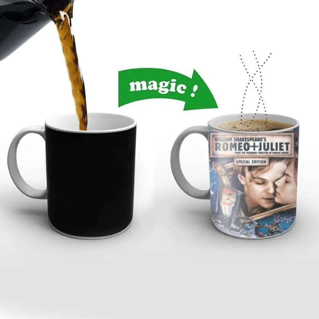 Romeo and Juliet Free shipping Mug Changing Color Ceramic Coffee Mugs Magic Tea Cup Best Gift For Your Friends