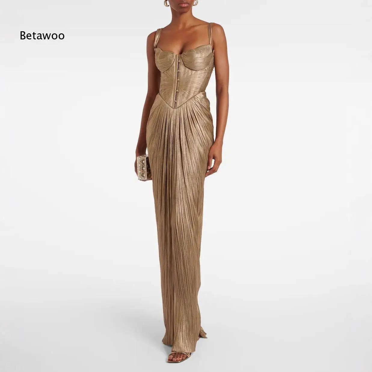 

Women's Elegant Gold Sequin Strapless Mermaid Maxi Dress Formal Evening Gown Party Club Wear Sexy Slim Fit Floor Length Prom Dre