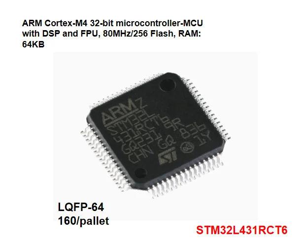 160/pallet Original ST Genuine STM32L431RCT6 LQFP-64 ARM Cortex-M4 32-bit Microcontroller MCU