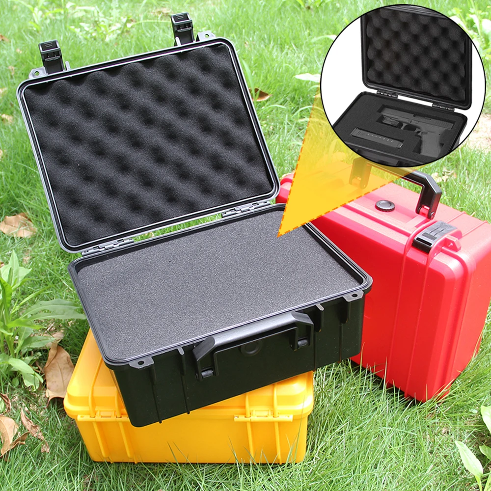Boîte à outils rigide étanche, boîte de protection de sécurité, organisateur Portable, mallette de rangement pour pistolet avec boîte de rangement d'éponge prédécoupée