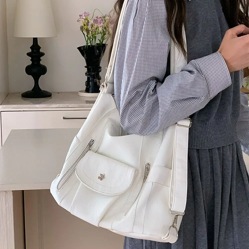 

Trend Y2K Retro Shoulder Bag Soft Leather Spicy Girl MotorcycleBag Korean Large Capacity Locomotive Pack Girls