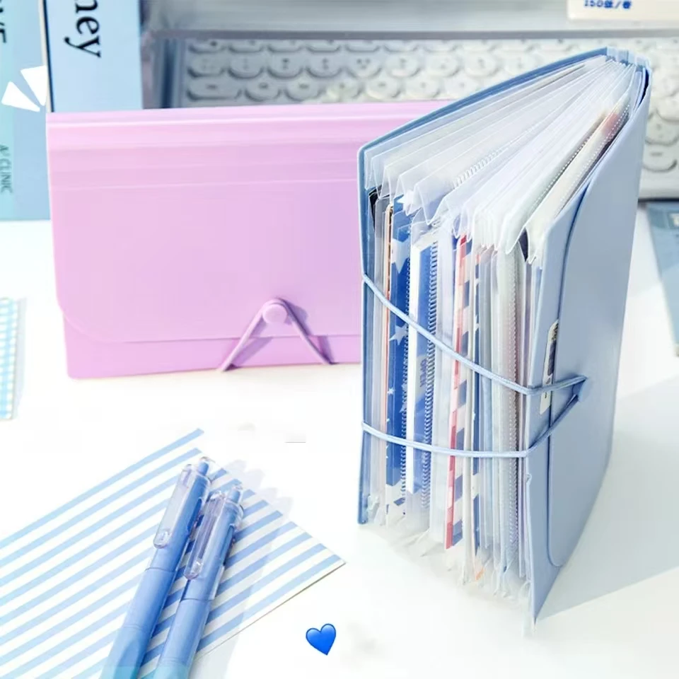 New Solid Color A6 Folder 12-layer Multi-layer Storage Folder Shrinkable Large-capacity Storage Bag
