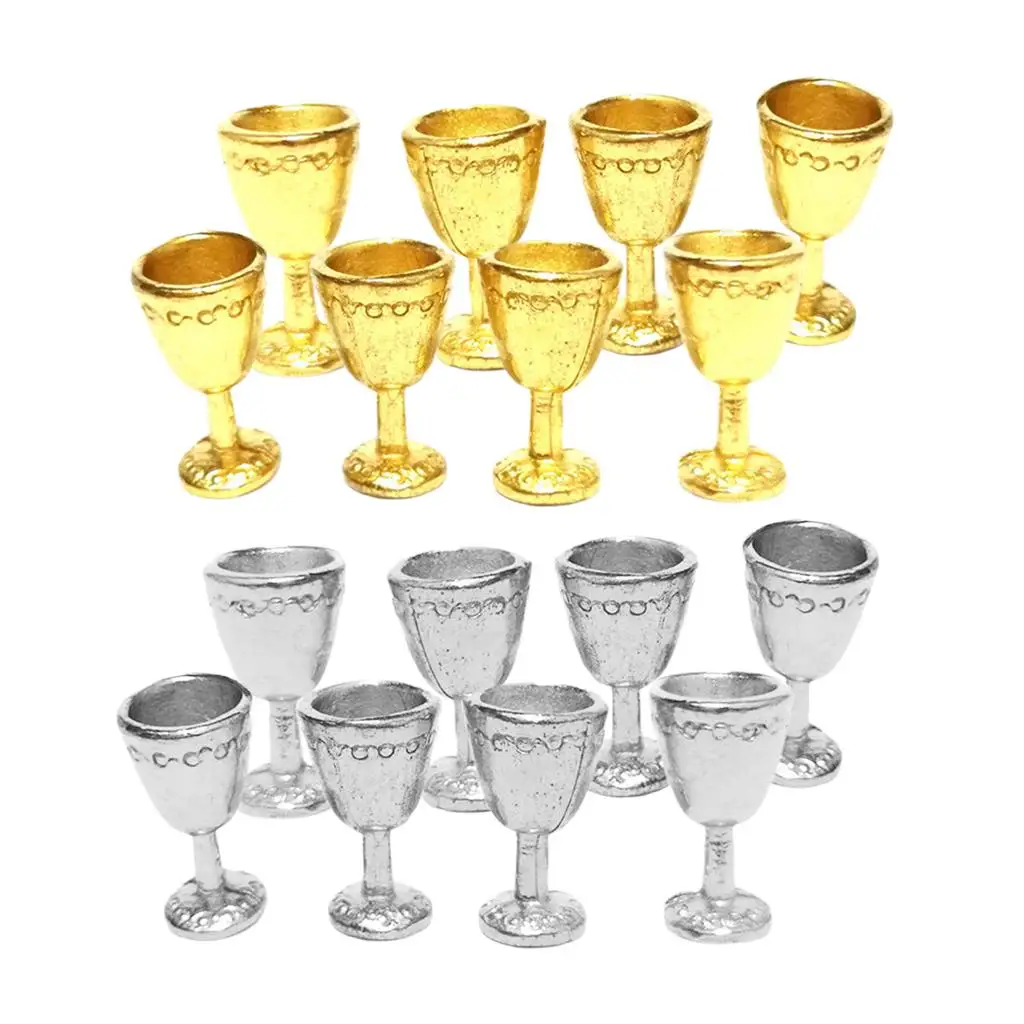 

Lots 16 1:12 Dollhouse Miniature Cup +Golden Goblet Model Scale Pub