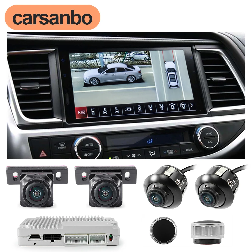 

Carsanbo 360° Car Camera Panoramic Image System 3D Around View 720P AHD Waterproof Night Vision DVR Recording Parking Camera 4CH
