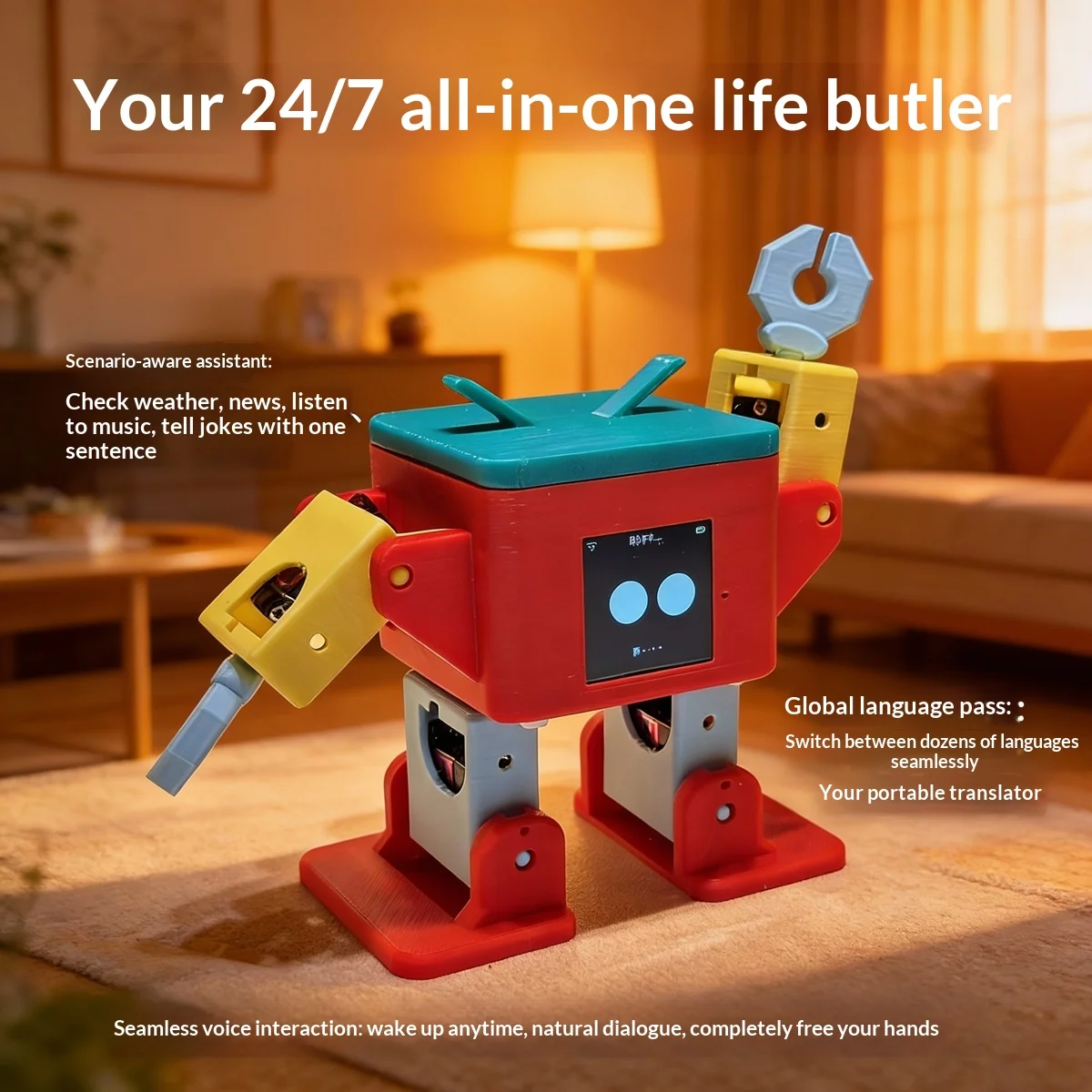 روبوت أوتو المكتبي المدعوم بالذكاء الاصطناعي من ديب سيك مع ميزات الموسيقى والرقص والتفاعل الصوتي، هدية مثالية لجميع الأعمار والمعجبين