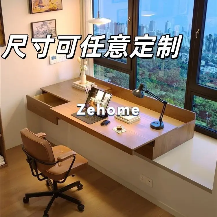 bay window with drawers sliding desk solid wood retractable desktop bedroom custom computer desk home learning writing desk