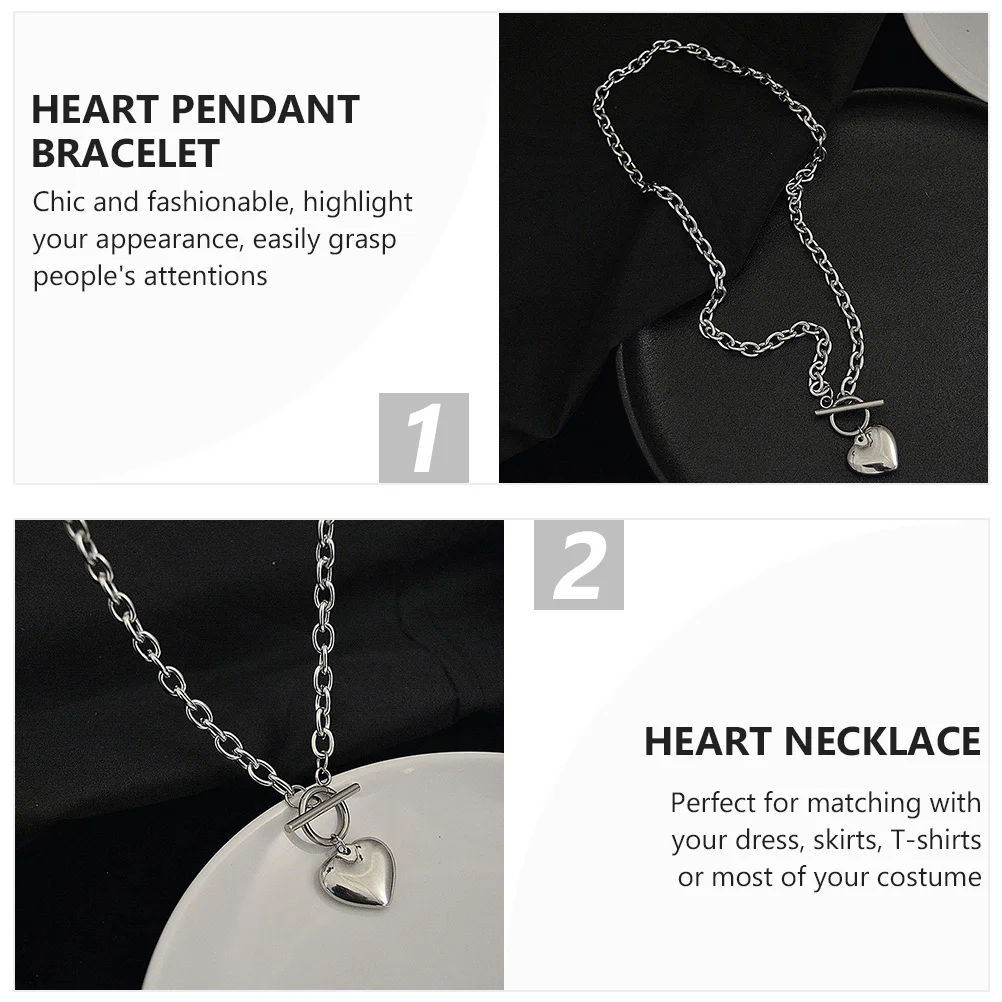 

1 set 1 Set Hip Necklace Charm Necklace Set Hip Hop Style Stainless Steel Elegant Women Gift Punk Bracelet Clavicle Chain