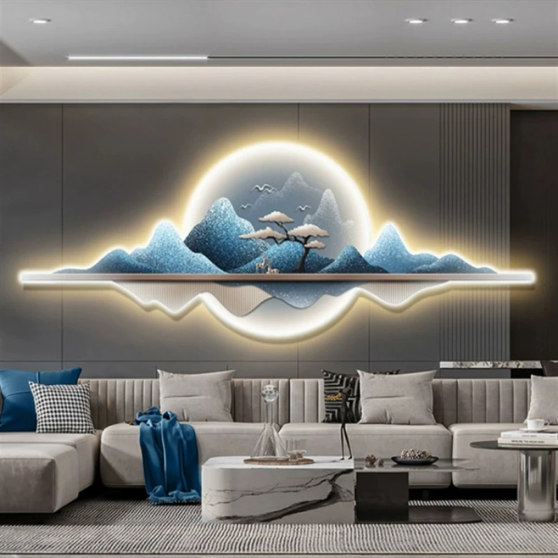 LED decorative painting modern luxury landscape mural sofa background living room mural mural