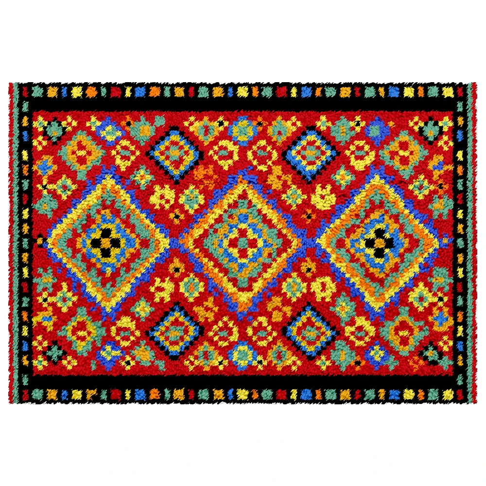 latch hook rug large with pre-printed canvas Geometric figure Latch Hook Kits for Adults and Kids hook latch carpet