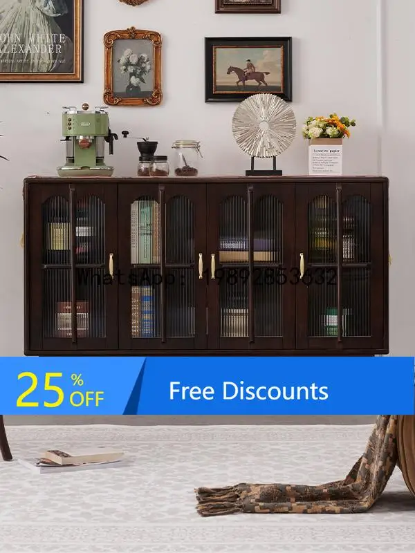 

LYY American Style Pure Solid Wood Sideboard Floor Storage Small Apartment Entryway Bookcase Living Room Wine Cabinet