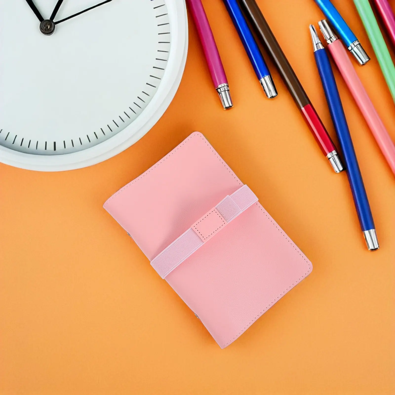 A6 Binder Cover Replacement 6 Rings PU Soft Refillable Loose Leaf Notebook Shell Protector Pen Holder Card Slots Portable