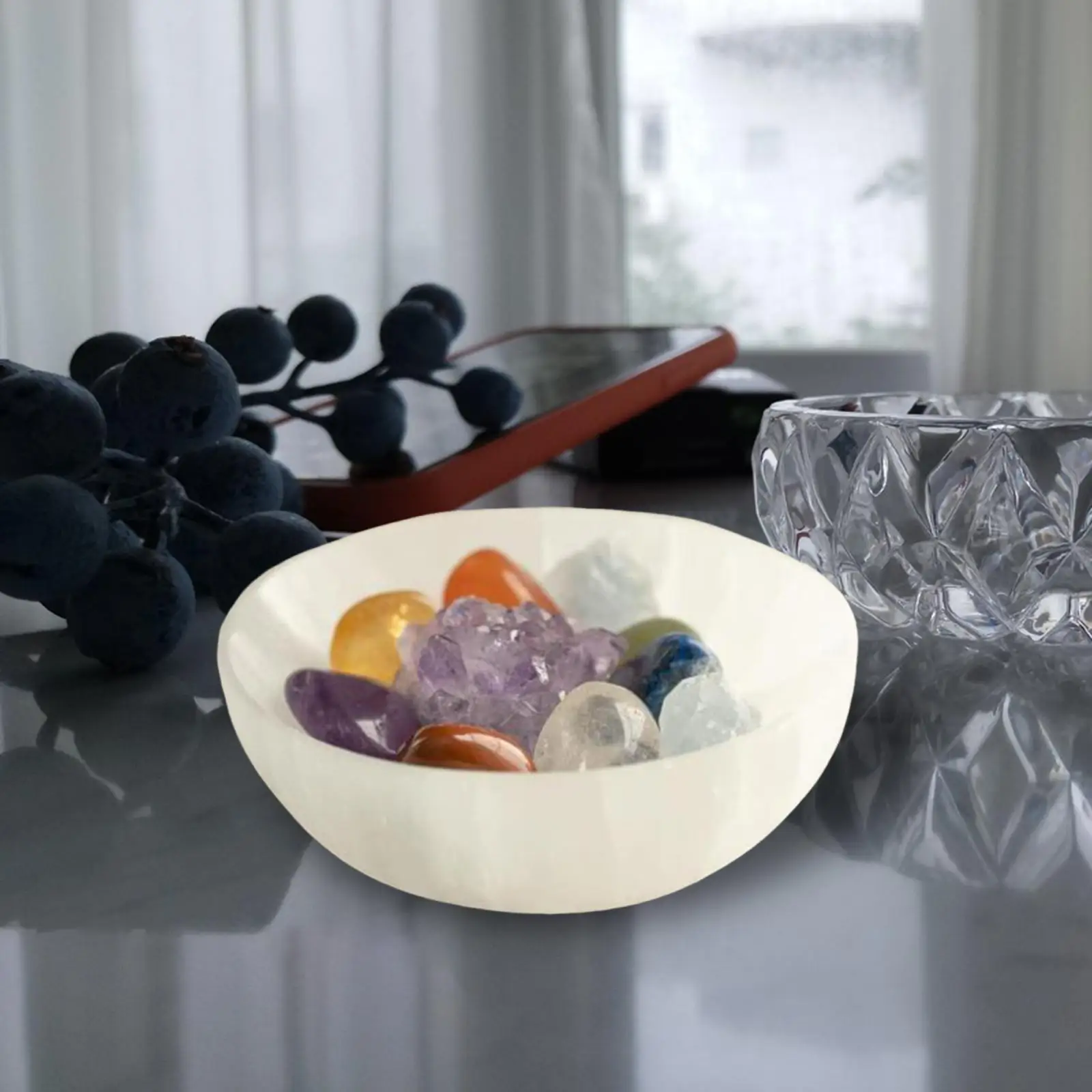 Elegant Selenite Crystal Bowl Jewelry Materials Storage Container Creative Ornament for Men Women Gift
