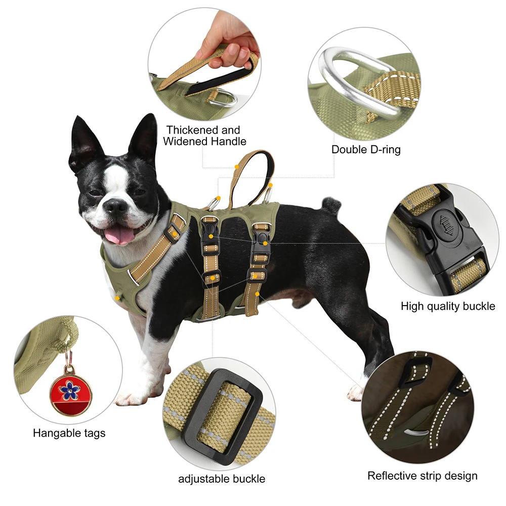 Waterproof Dog Harness Safe Buckle Padded Reflective Nylon Dogs Vest Medium Large Dog Halter Harnesses For Pitbull Hiking