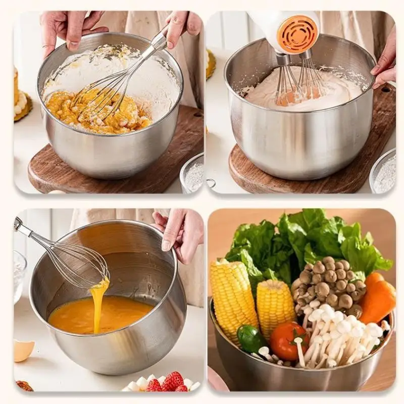 1Pc Stainless Steel Mixing Bowl For Cooking Baking Egg Beating Fruit Salad Container Deep Design Kitchen Cooking Tools【Homeclub】 view 5