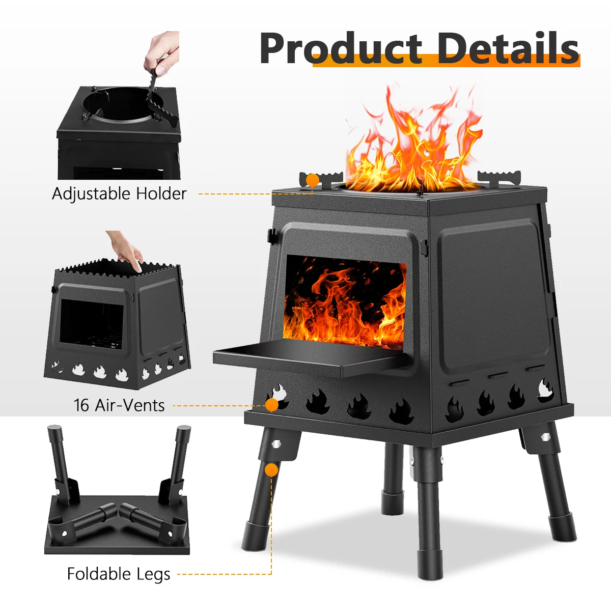 Portable Cast Iron Wood Camp Stove 3