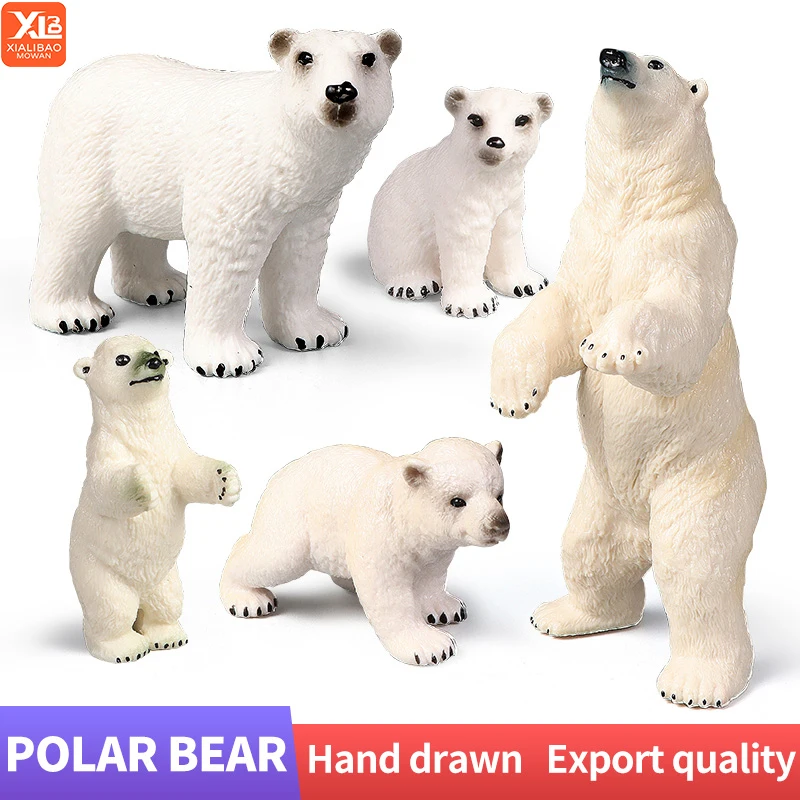 Polar Bear Action Figure Toy - Simulated Ocean Sea Animal Solid Model Figurine Set for Decoration And Collection Ideal Gift