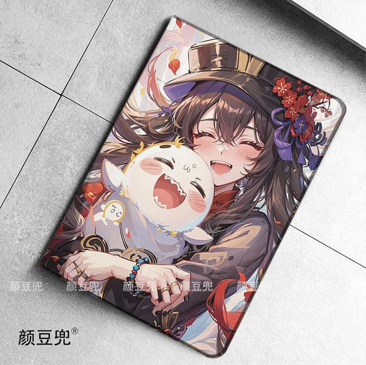 Hutao Anime Genshin Impact Cases For Samsung Galaxy Tab S9Lite 8.7 2021Case SM-T220/T225 Tri-fold stand Cover Galaxy Tab S6 Lite