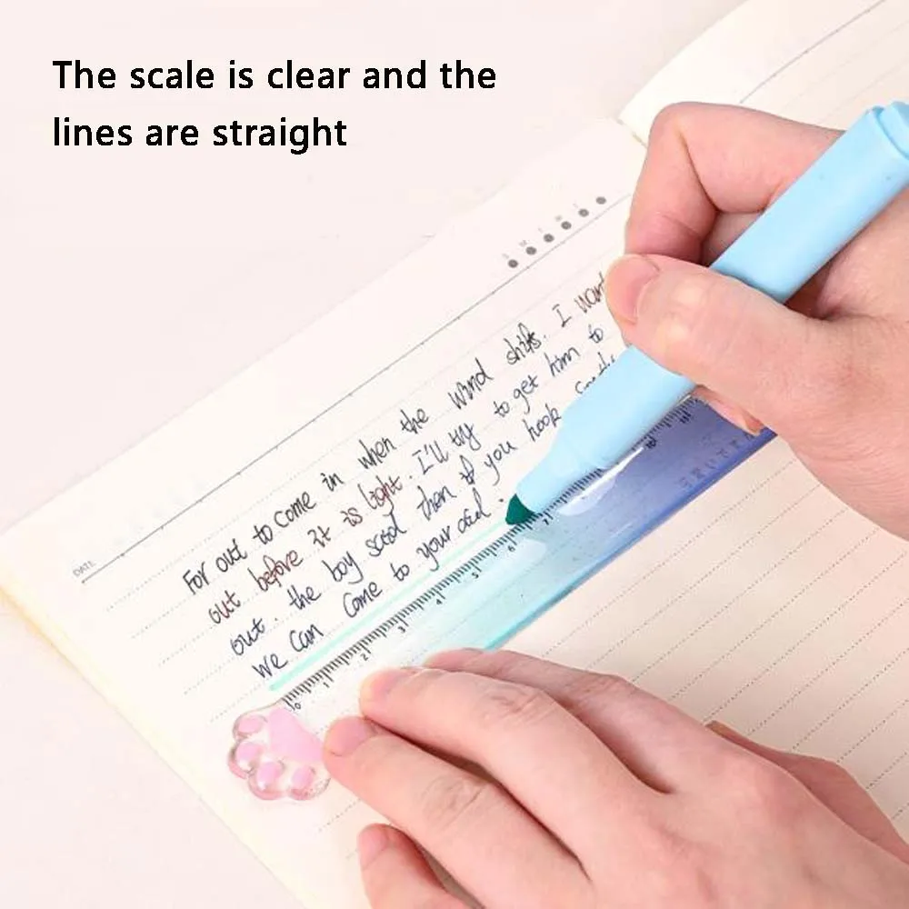 1PC Random Gradient Color Fashion Durable Cat Claw Shape Ruler, Clear Scale, Curved Edge, Comfortable and Easy to Use
