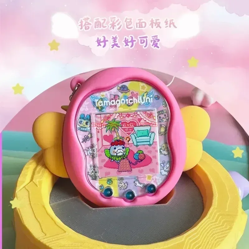 Tamagotchi uni-funda protectora de silicona electrónica para mascotas, colgante de un solo artículo anticaída, Ángel y Diablo, cubierta suave, regalos para niños