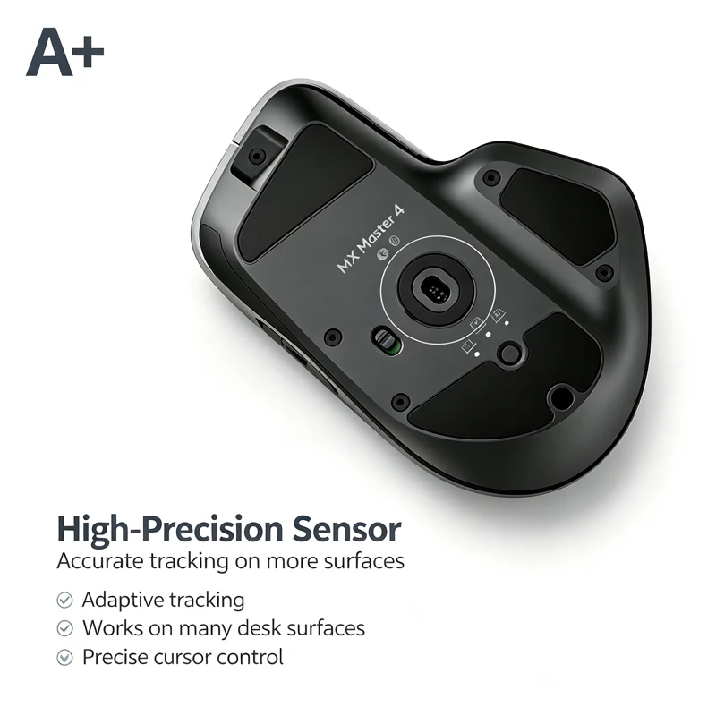 Original Logitech MX Master 4 Wireless Bluetooth Office Mouse, 8K Multi-Device Switching AI Smart Electromagnetic Scroll Wheel