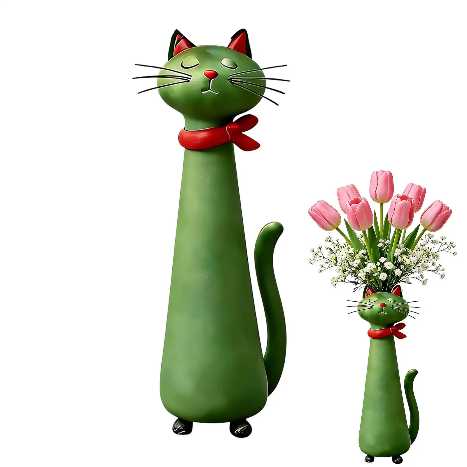 Uniquely Shaped Cat-shaped Vases Whimsical Cat Whiskering Vases Cat Flower Vase Resin Funny Cat Shape Container Vases cat vase