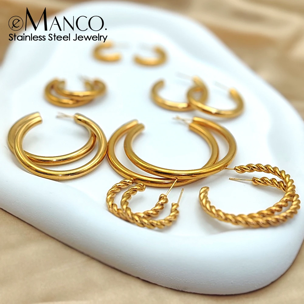 eManco Vintage Spiral Twist Hoop Earrings For Women Punk Party Earrings Trendy Gold Color Earrings Jewelry Pendientes