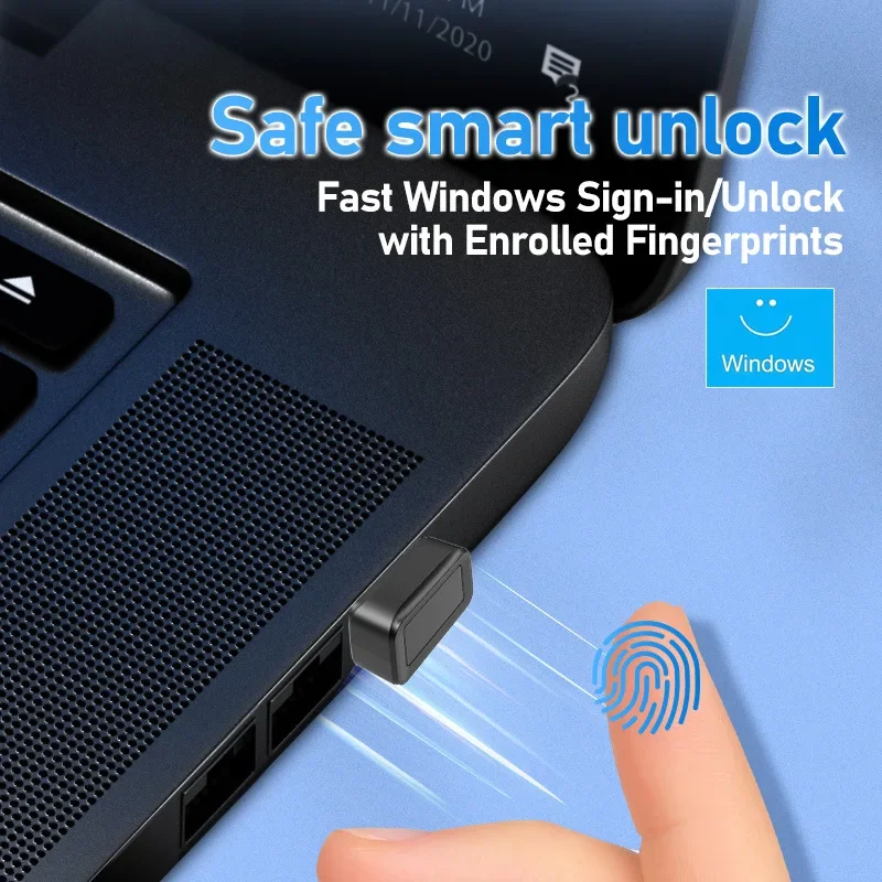 

USB Fingerprint Reader Mini for Windows 7 8 10 11 Hello, Biometric Scanner Padlock for PC or Laptop Fingerprint Unlock Module