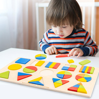 Montessori Shape Sorting Toy Wooden Color Cognition Grasp Board Educational Preschool Wood Toys Geometric Puzzles P552