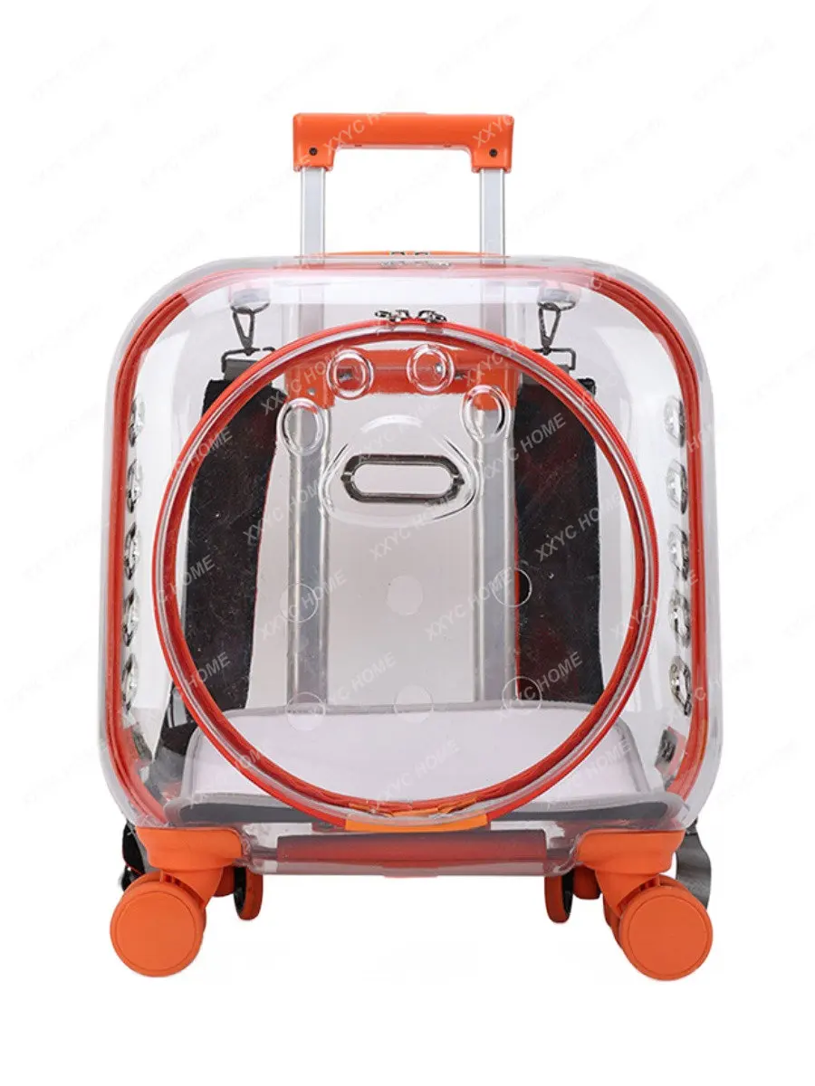 Pet Trolley Bag Cat Bag Outdoor Portable Cat Luggage Transparent Large