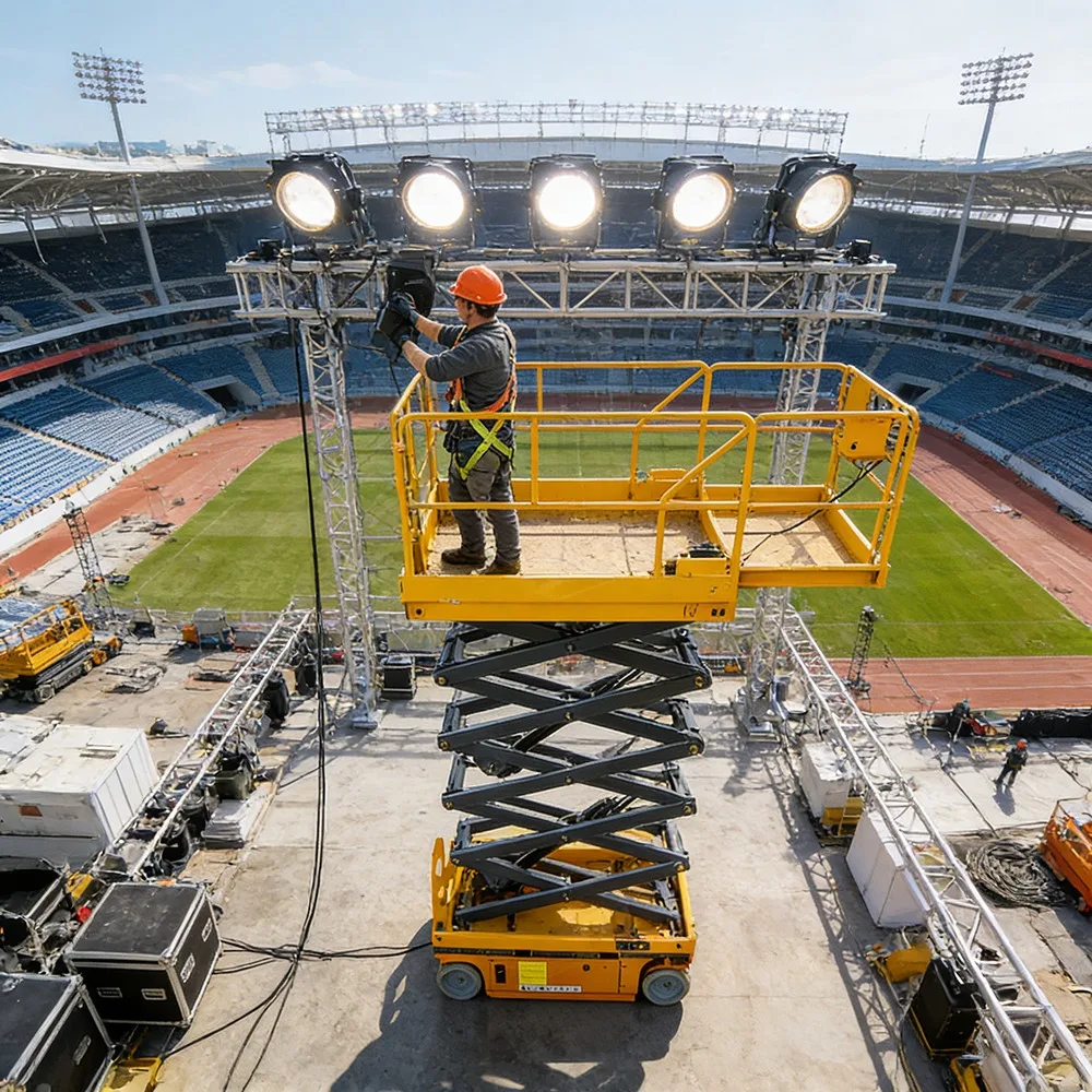 

Автоматический самоходный ножничный подъемник на колесах с электрическим гидравлическим приводом для безопасной сортировки на складе