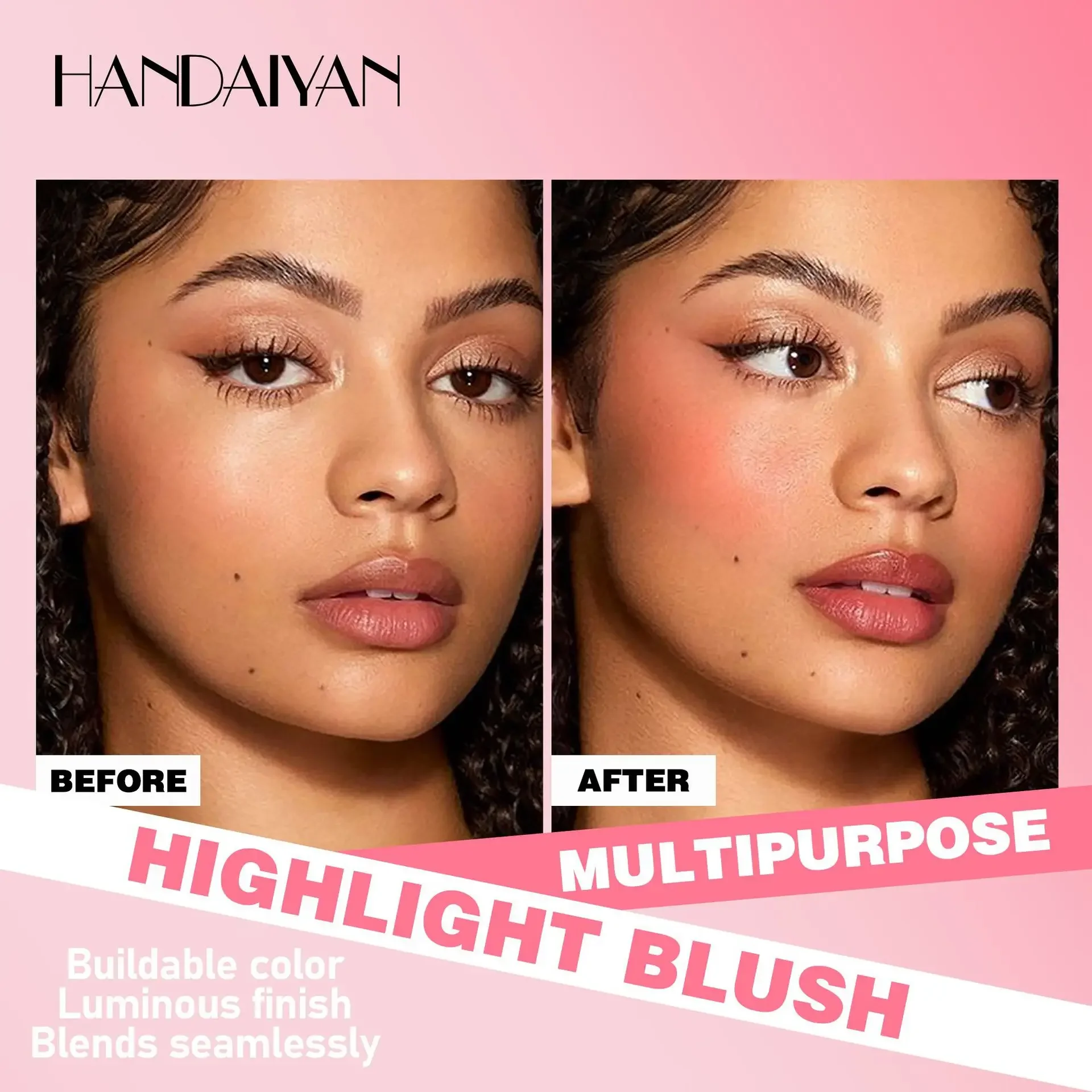 2 In 1 드림 하이라이트 블러쉬 듀오 컬러 팔레트 자연스럽고 건강한 룩 글로우 페이스 컨투어 루미너스 피니시 오래 지속되는 하이라이트