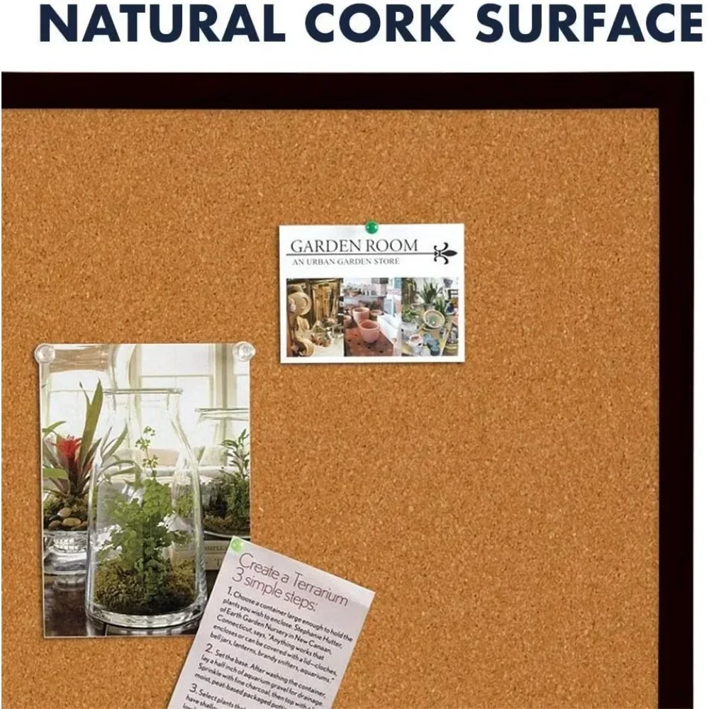 الفلين، لوحة الفلين المؤطرة، 2 × 3 بوصة، إطار أسود، لوحة الرسائل، لوحة الرؤية