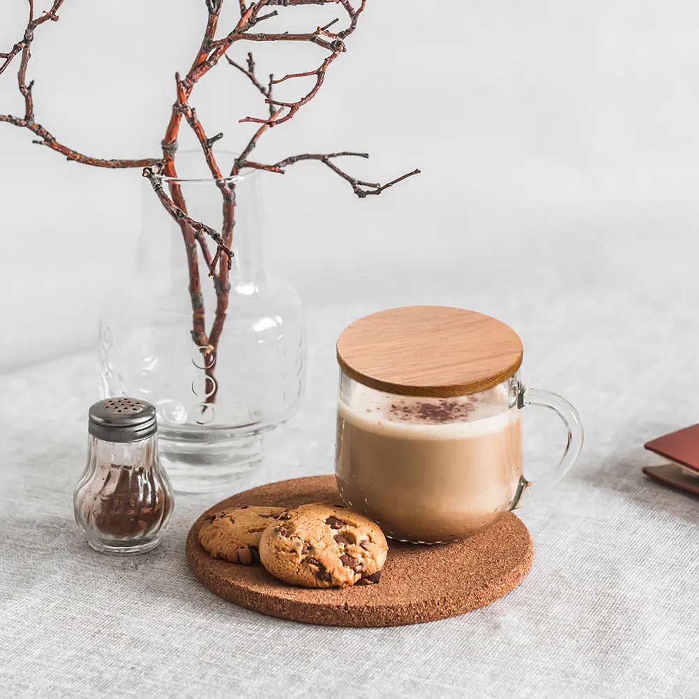 

2Pcs Wooden Mug Lid Vintage Sealed Leakproof Replacement Covers for Coffee Tea Glass Water Cup Round Lid 7.2cm Diameter