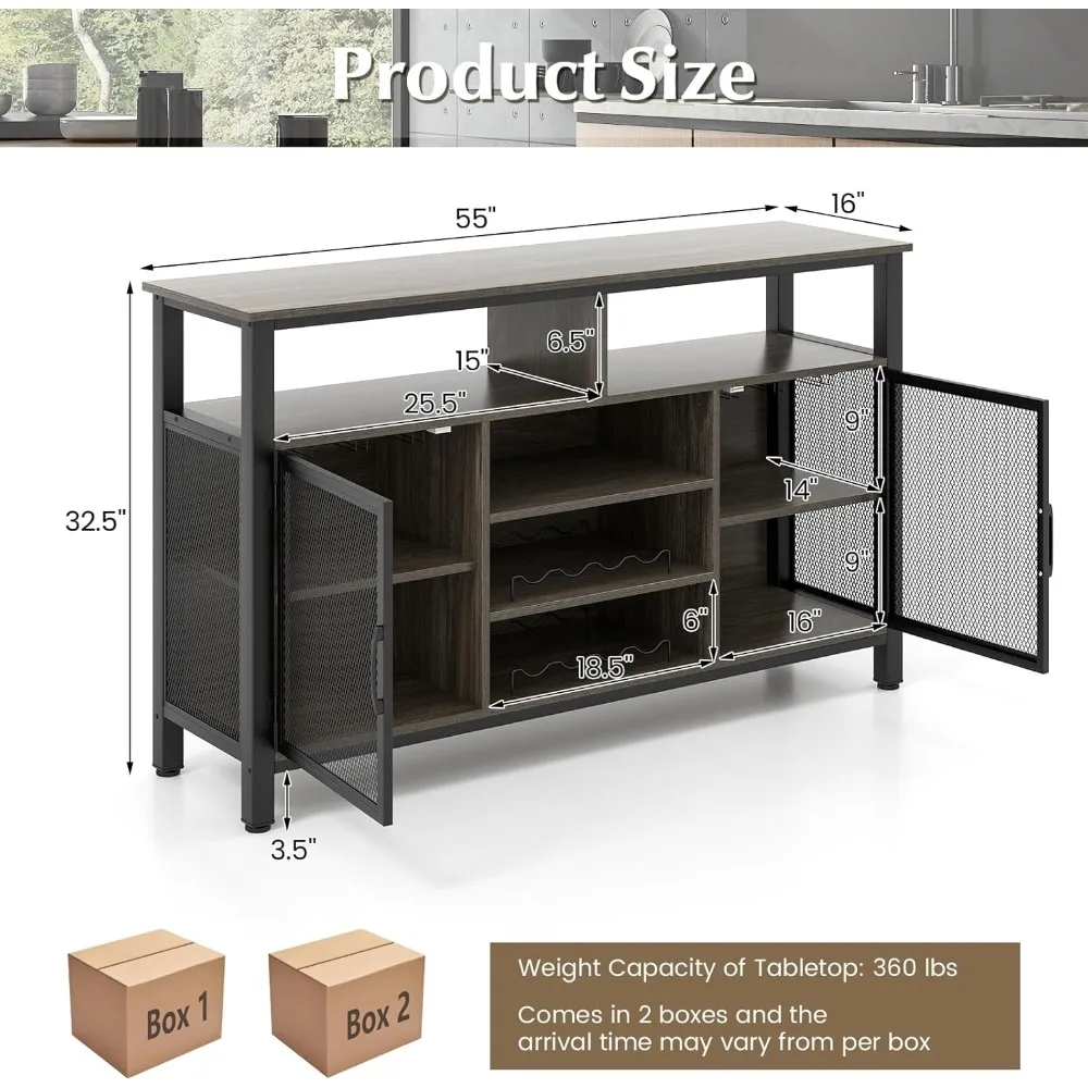 ตู้บาร์ไวน์, ตู้บุฟเฟ่ต์ครัวพร้อมชั้นวางไวน์ 8 ขวดและที่วางแก้ว, ตู้บาร์กาแฟพร้อมที่เก็บของ, ตู้เหล้า