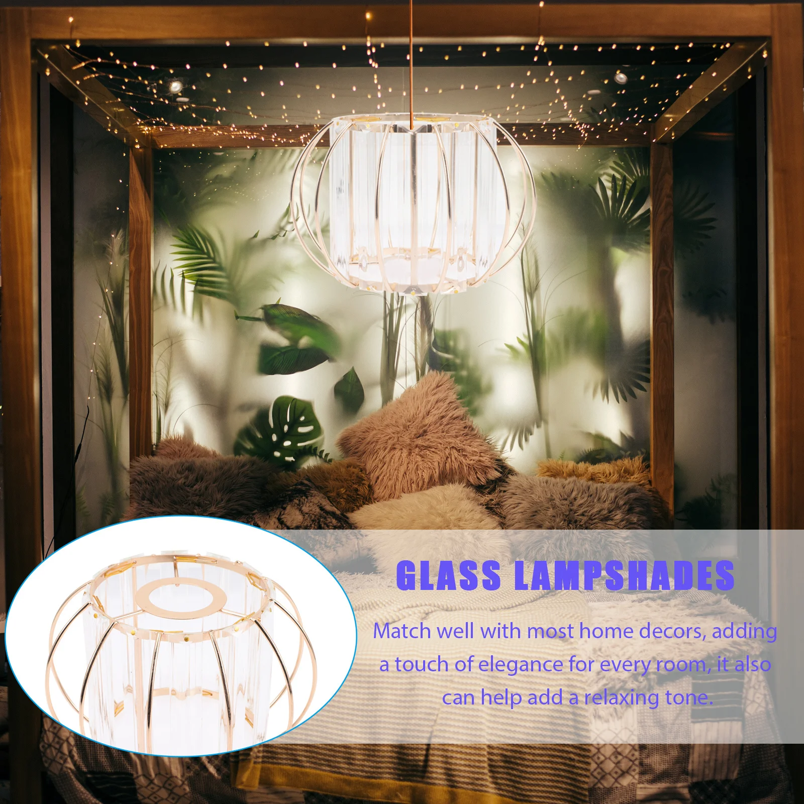 

Crystal Glass Ceiling Light Shade Pendant Lamp Guard Elegant Home Office Dining Room Kitchen Light Bulb Cage Cover