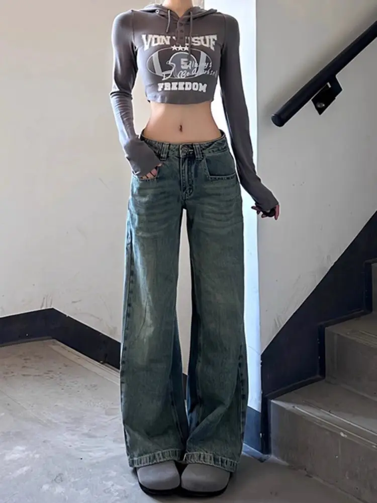 Women'S Low Rise Jeans Downtown Style Straight Leg Regular Fit Standard Cut Female Trousers Denim Ladies Fashion Comfortable