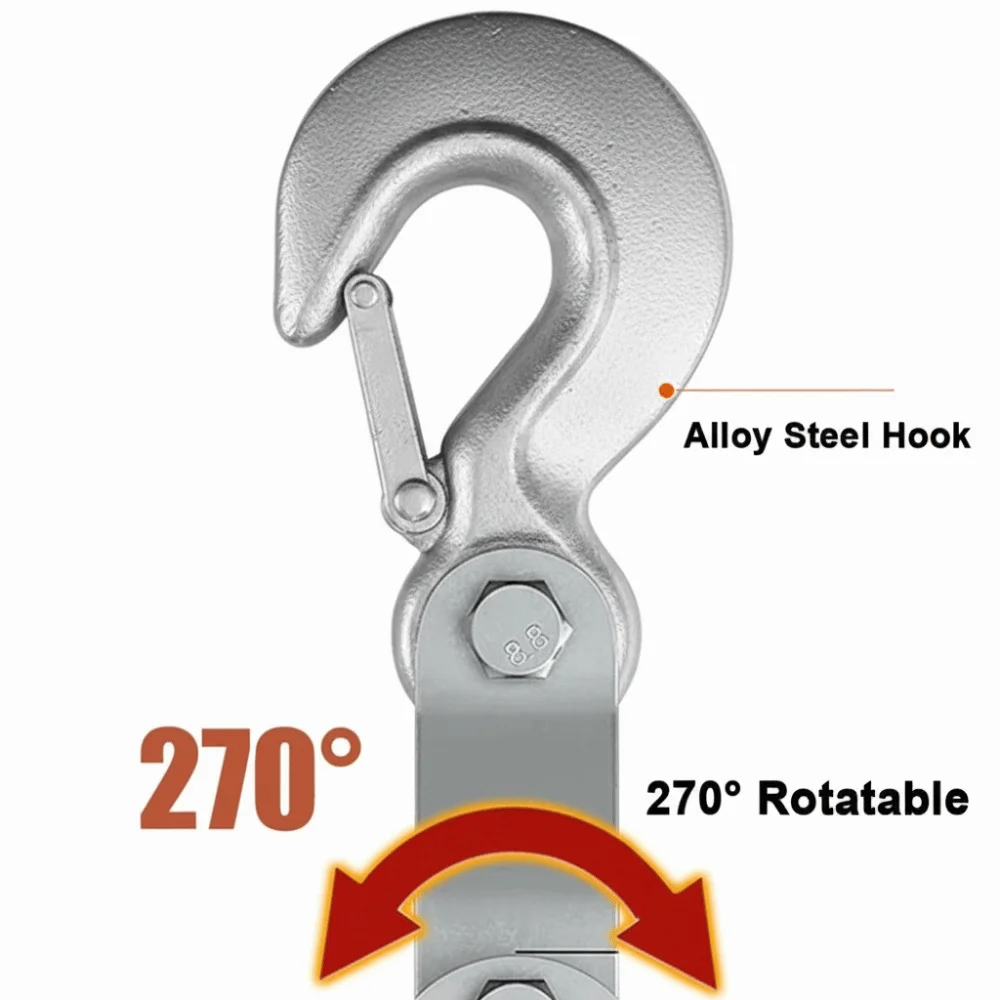 Heavy Duty Handheld Crane Polyethylene Rope Steel Wheel Lifting Pulley Durable Zinc Alloy Hook Hoist Pulley Cargo Moving
