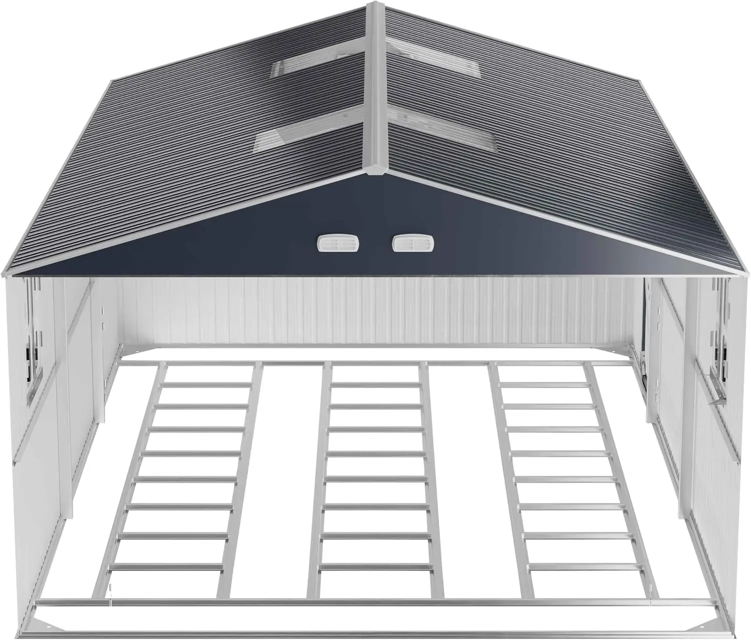 13x20x8.3 FT Metal Garage Shed with Base Floor Kit | Heavu-Duty Powder-Coated 18-Gauge Steel Frame, 100 PSF Snow & 150 MPH Wind