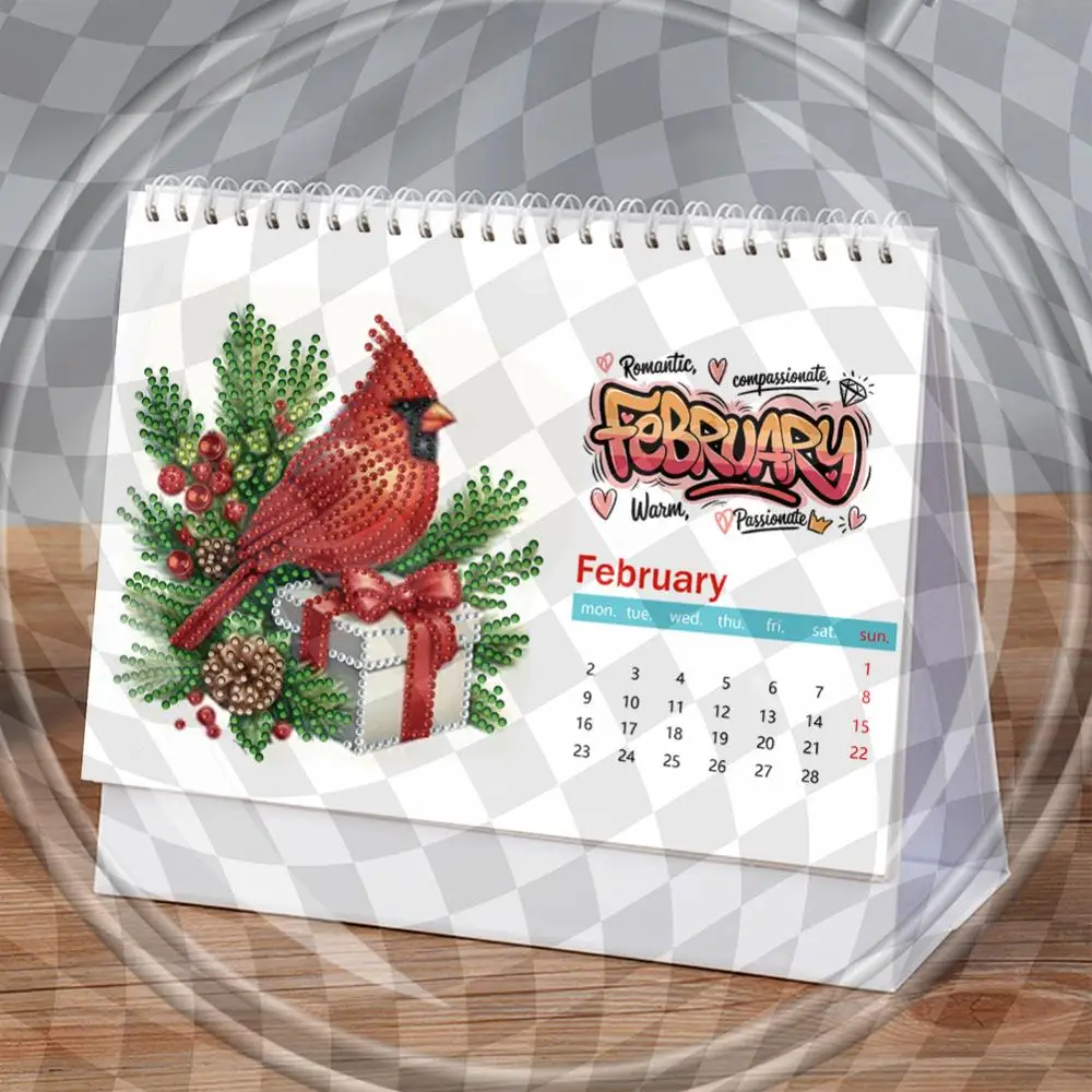 

2026 Calendar Diamond Painting Kit DIY Diamond Art Desk Calendar for Home Office (A)