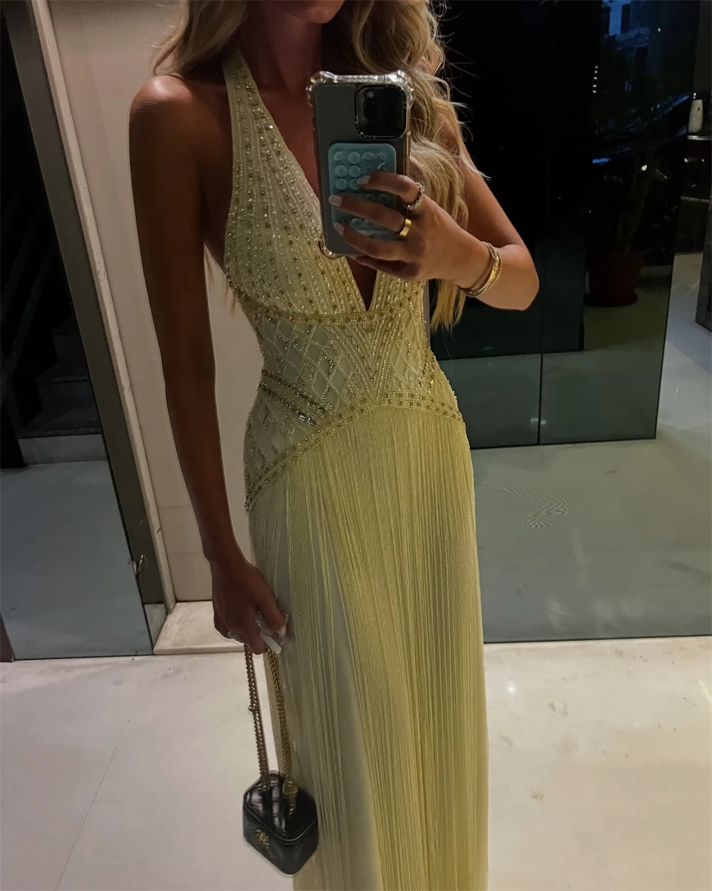 

Customized Elegant Jersey Evening Dresses Classic Halter Sleeveless Tassel Homecoming Dresses Exquisite Vestido De Festa